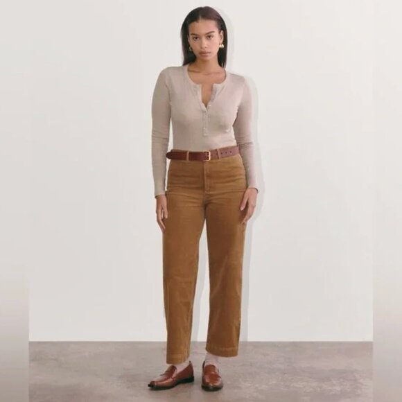 Everlane Sailor Corduroy Pants Womens 16 Toasted Coconut Wide Leg - Picture 3 of 7
